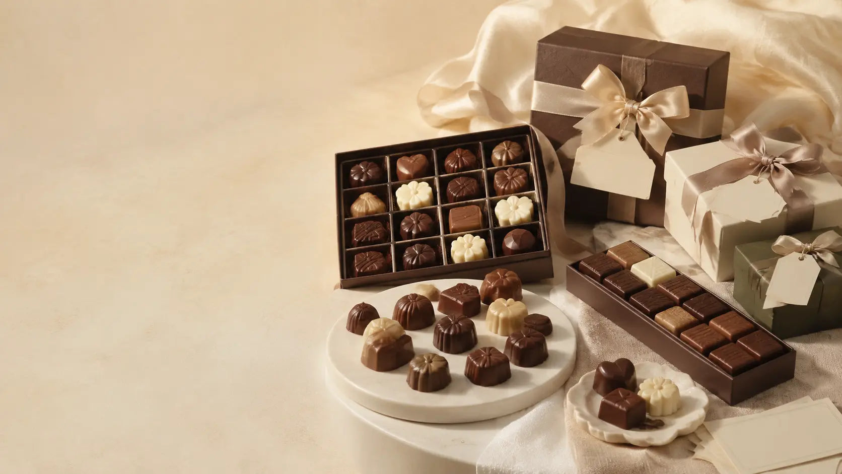 Milk, white and dark Tawfi chocolate assortment